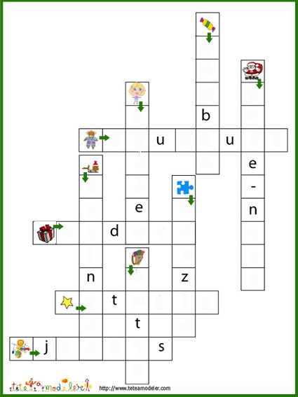 Jeu de mots Fléchés: jouets de Noël