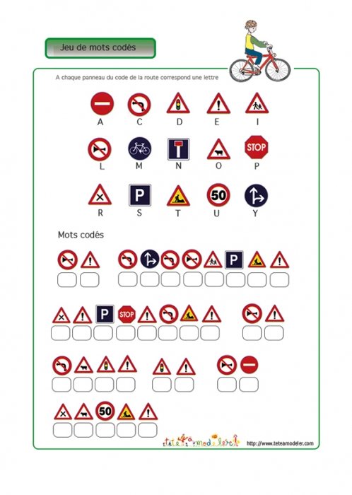 Jeu de mots codés : sécurité routière  2