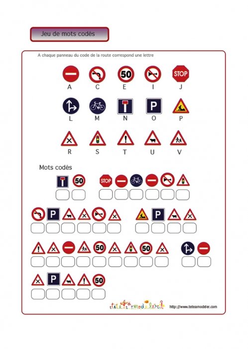 Jeu de mots codés : sécurité routière  3
