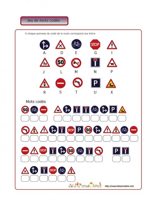 Jeu de mots codés : sécurité routière  4