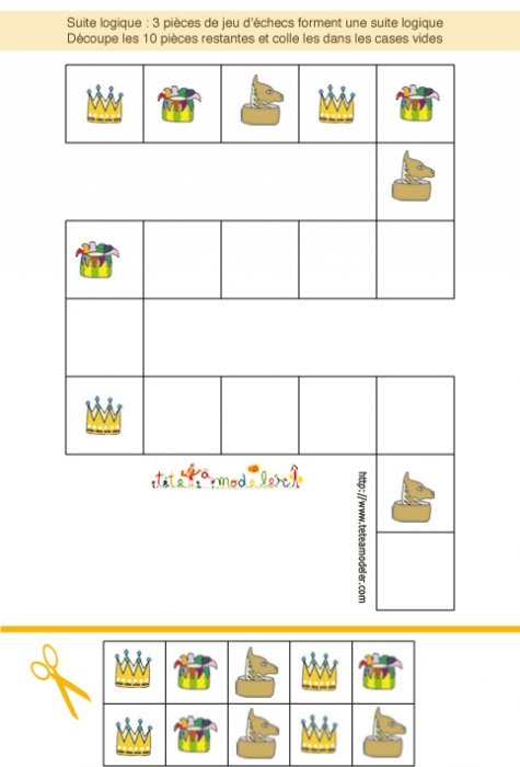 jeu de suite logique : Dame, fou, cavalier