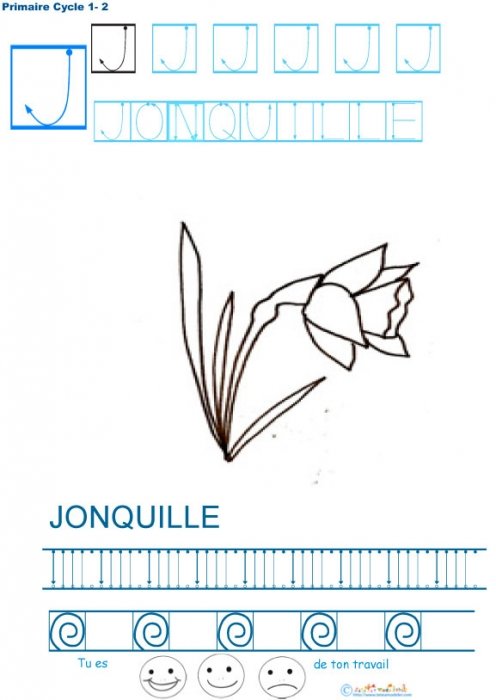 Imprimer la fiche graphisme sur J de JONQUILLE