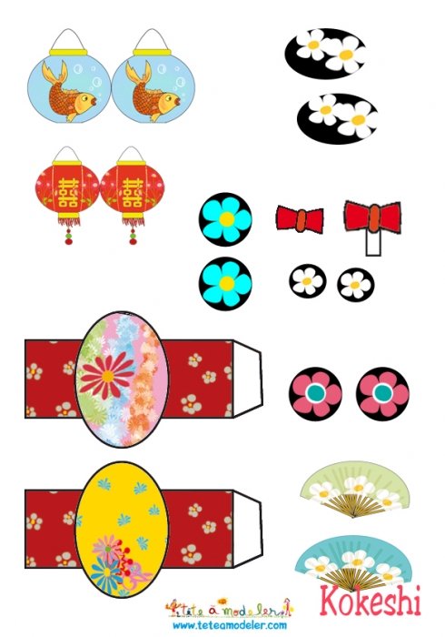 Accesoires pour Kokeshi paper toy
