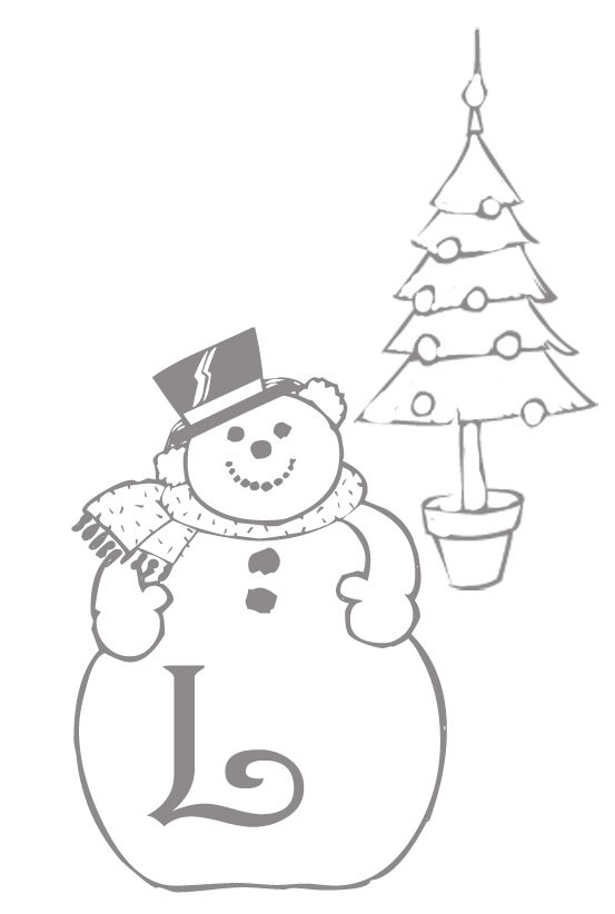 Coloriage alphabet bonhomme de neige : lettre "L"
