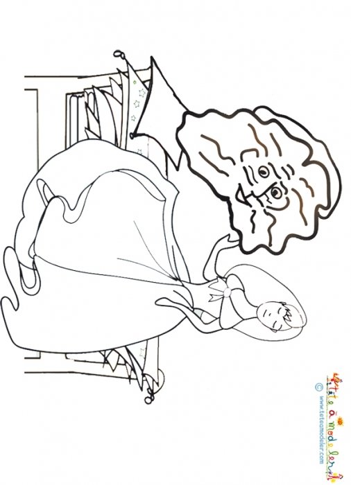 Coloriage de Belle devant son lit