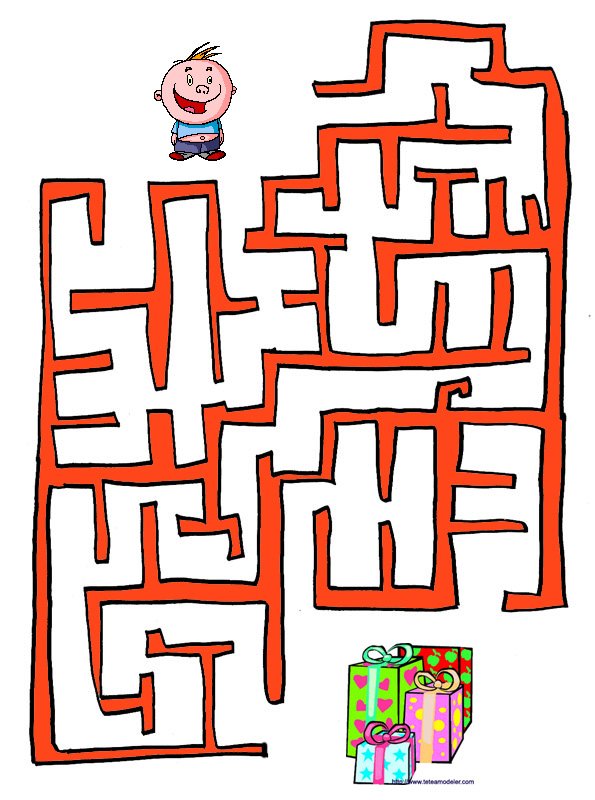 Labyrinthe de l'enfant et ses cadeaux