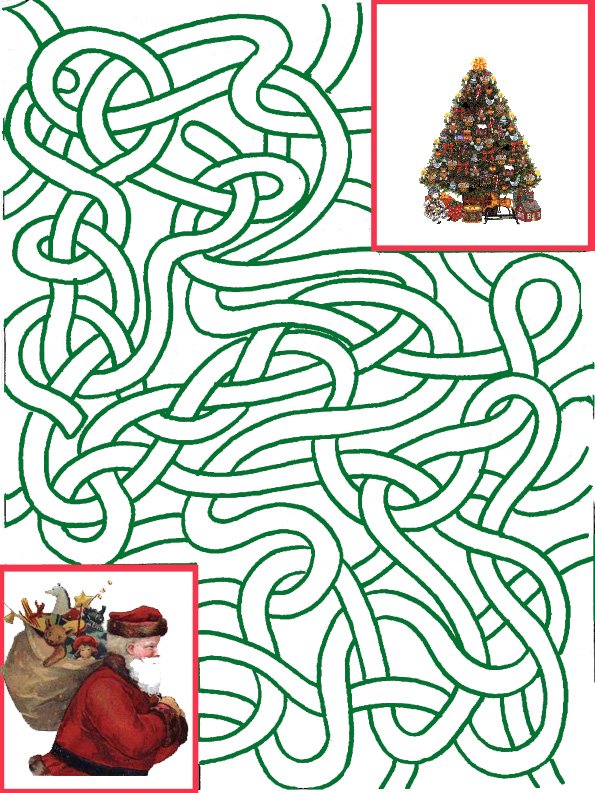 labyrinthe Pere Noel  qui cherche son sapin &agrave; imprimer

