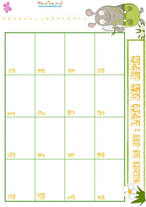 Planche loto des mots 41 taupe grise