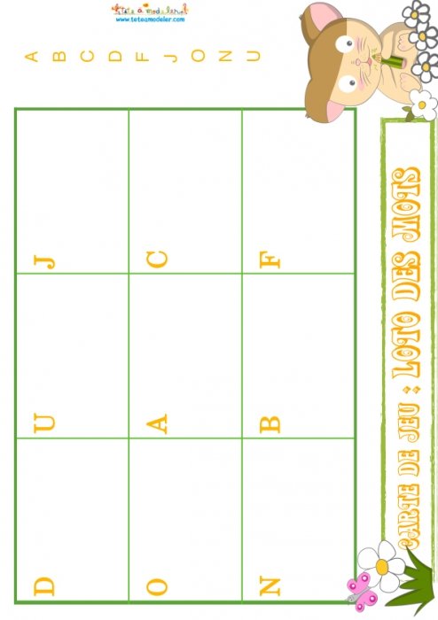 Planche 26 ours : A-B-C-D-F-J-O-N-U