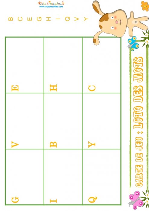 Planche 25 chien : B-C-E-G-H-I-Q-V-Y