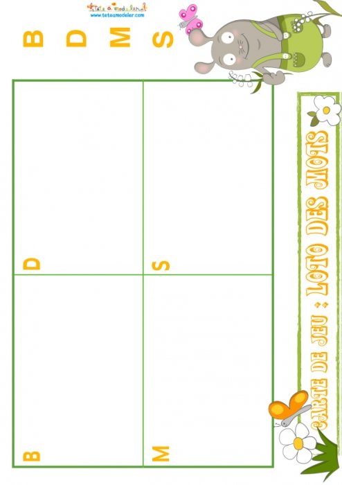 loto des mots : B-D-M-S planche 3 taupe