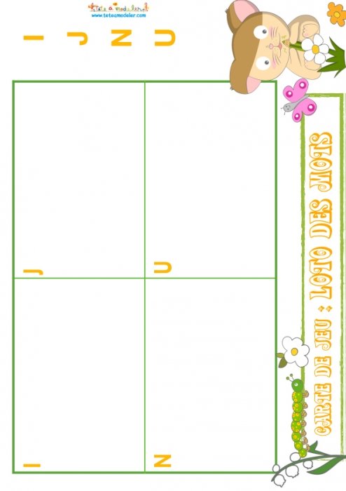 Planche loto 6 "I-J-N-U"