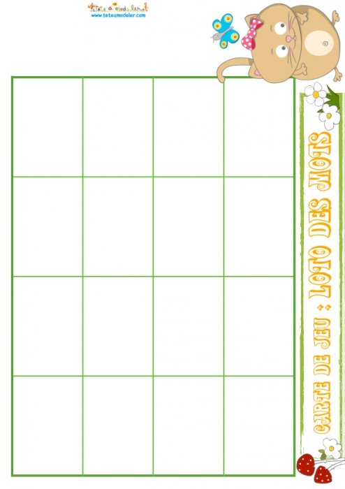 Planche 48 : loto des mots niveau 3 
