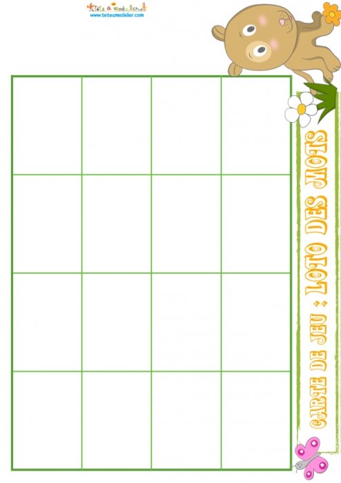 Loto des mots 47 : planche chien 
