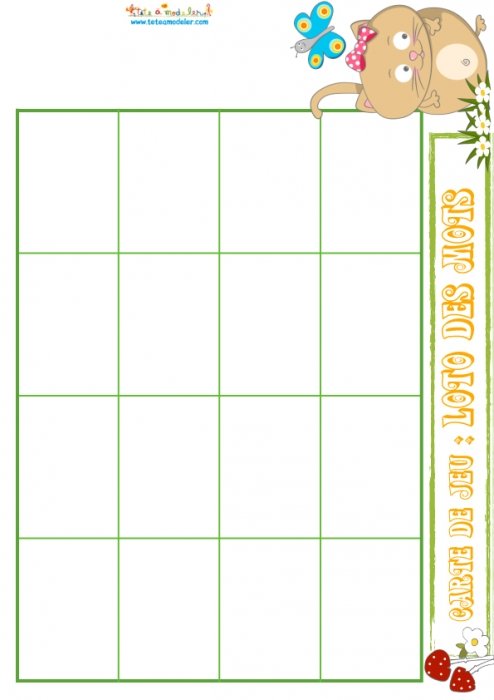 Grille loto des mots 46 : chat 