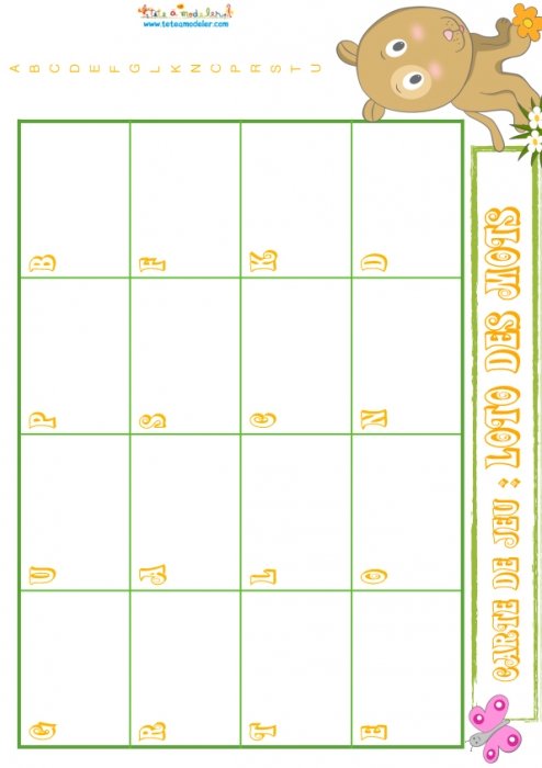 Carte de jeu chien 39 : loto des mots 