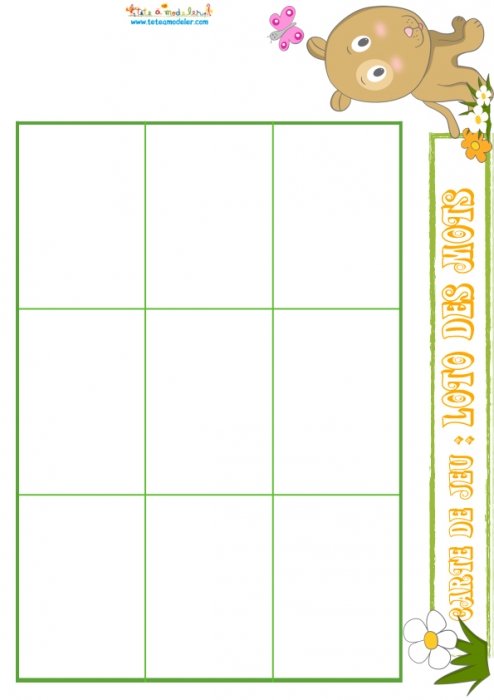 Planche loto des mots 34 