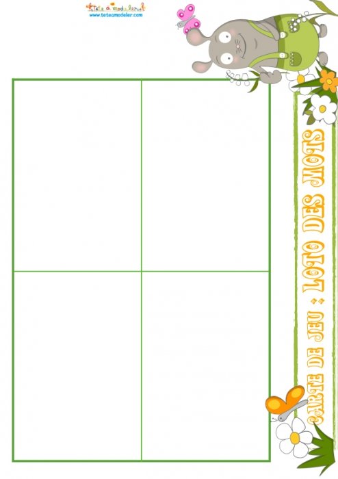 Carte de jeu 11: Planche loto taupe 