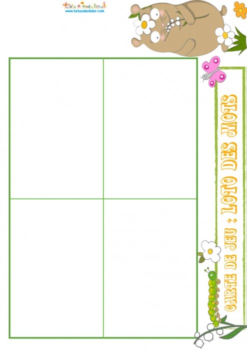 Planche loto des mots 12: taupe fleurs 