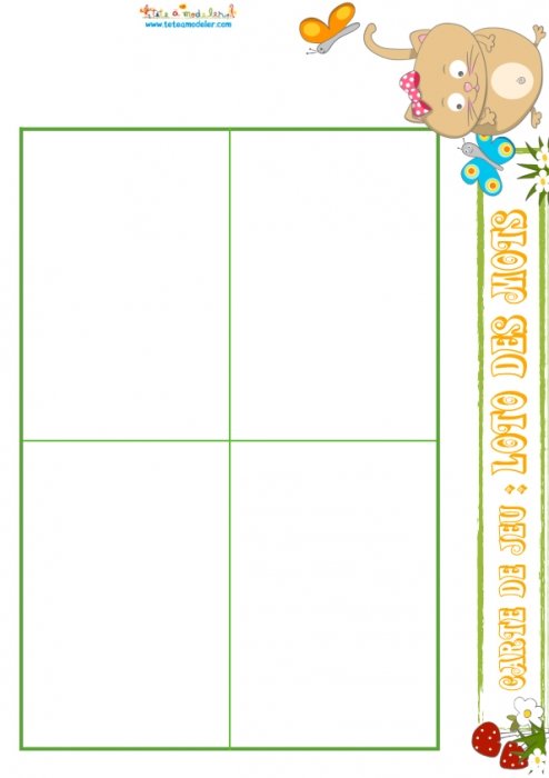 Planche loto des mots 13: Chat 