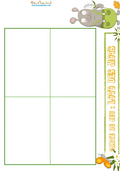 Planche loto des mots 17 