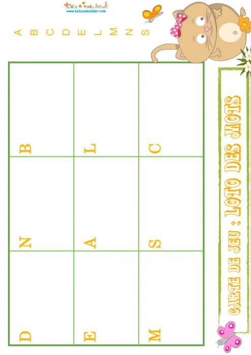Planche 29 petit chat:"A-B-C-D-E-L-M-N-S"