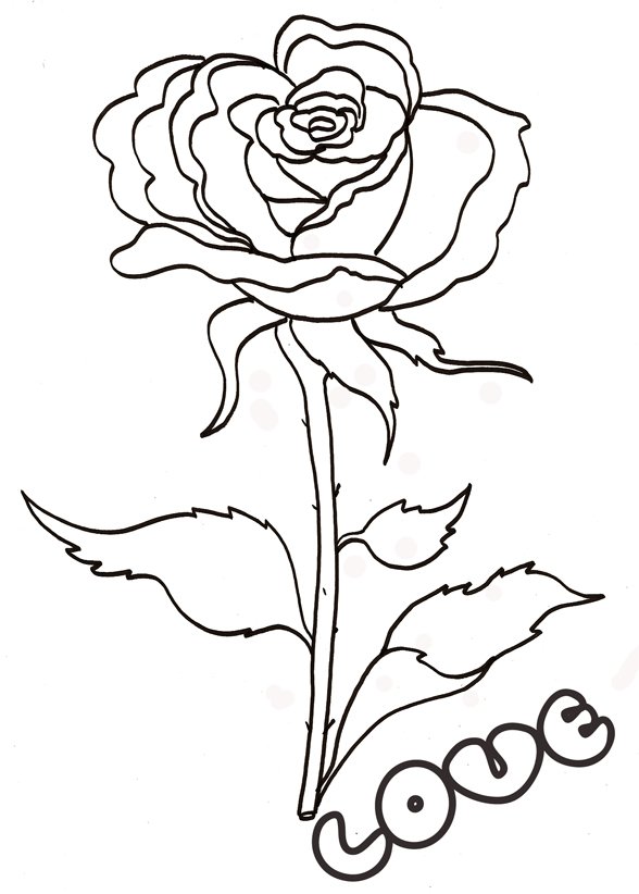 Imprimer le coloriage love : la rose &agrave; longue tige 
