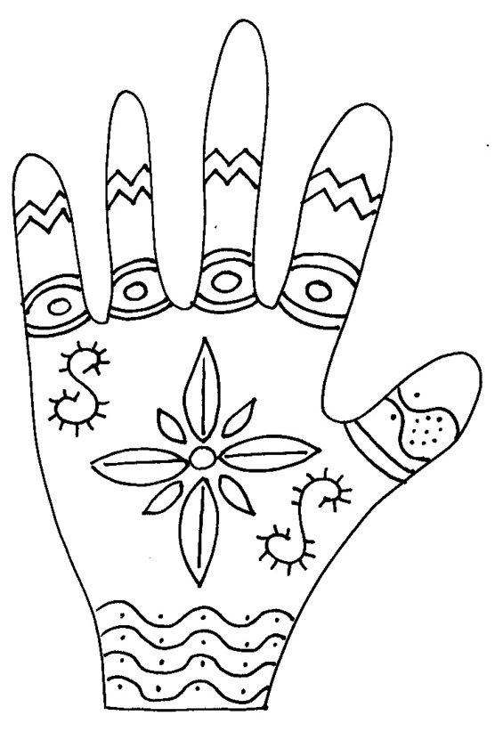 coloriage de la main fleur
