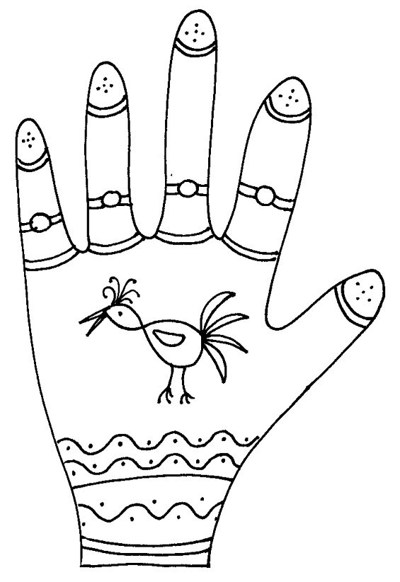 coloriages de la main oiseau
