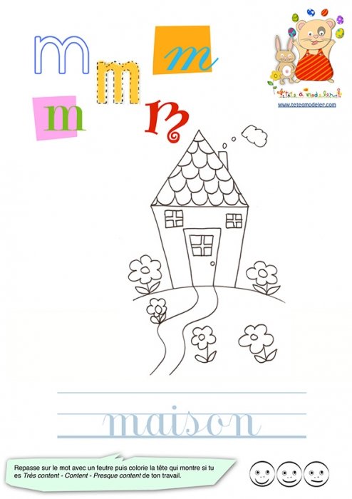 M comme le mot maison de l'imagier en minuscules