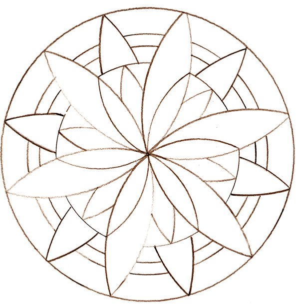 coloriage d'un mandala &agrave; la double rosace 
