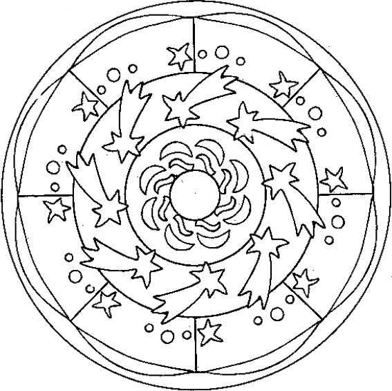 coloriage du mandala aux &eacute;toiles filantes 
