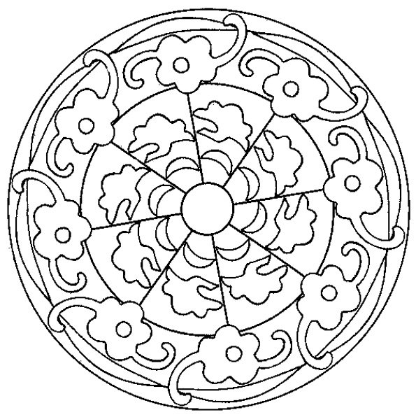 coloriage d'un mandala aux fleurs
