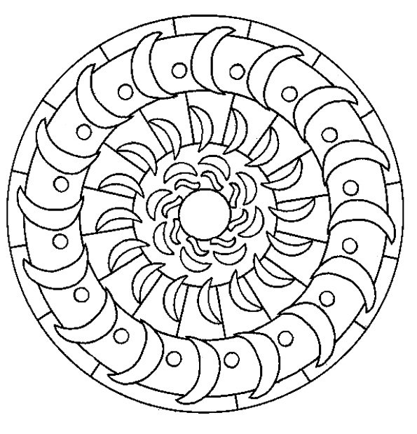 coloriage d'un mandala aux croissants
