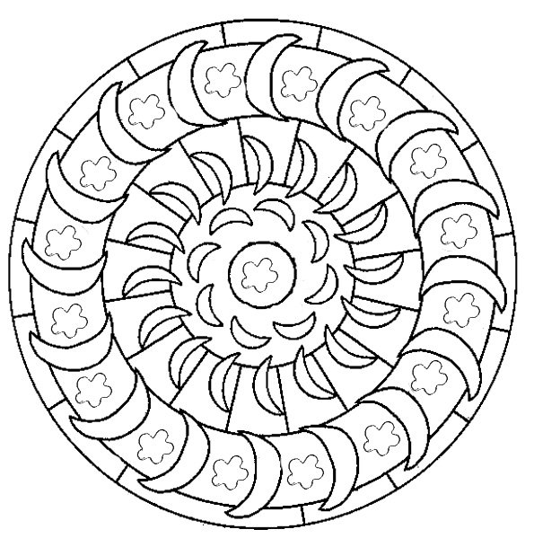 coloriage d'un mandala aux croissants
