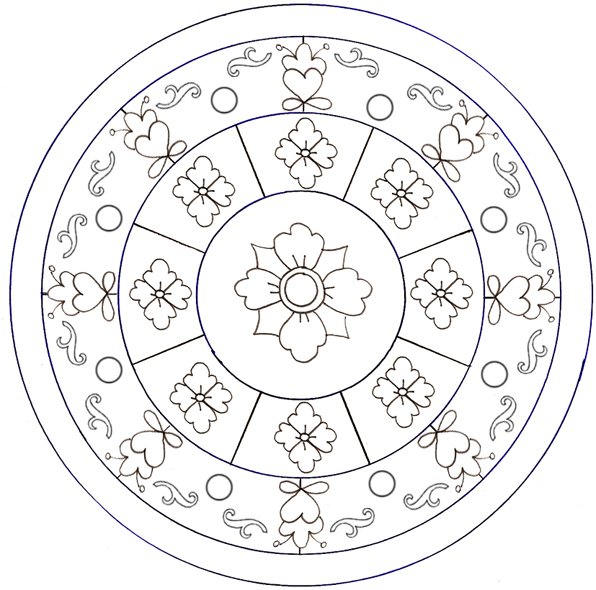coloriage d'un mandala aux petites fleurs et arabesques
