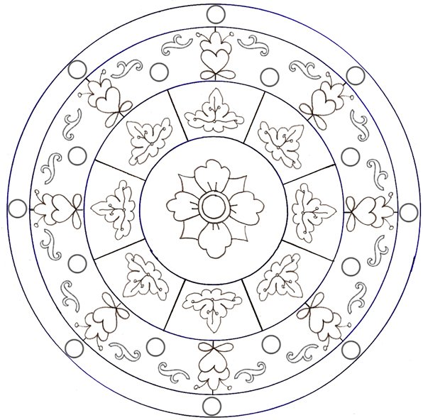 coloriage d'un mandala arabesques et feuilles
