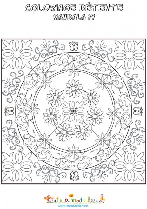 Coloriage d'un mandala carreau de céramique