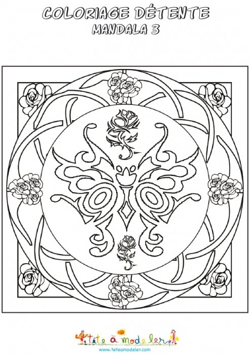 Mandala détente papillon arabesques