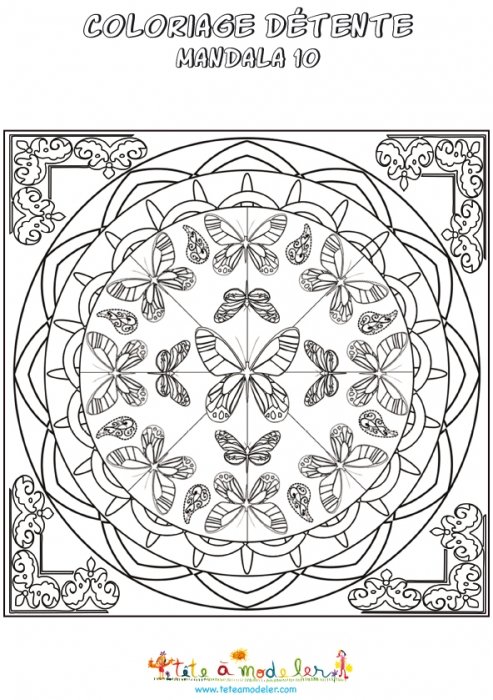 Mandala détente aux papillons
