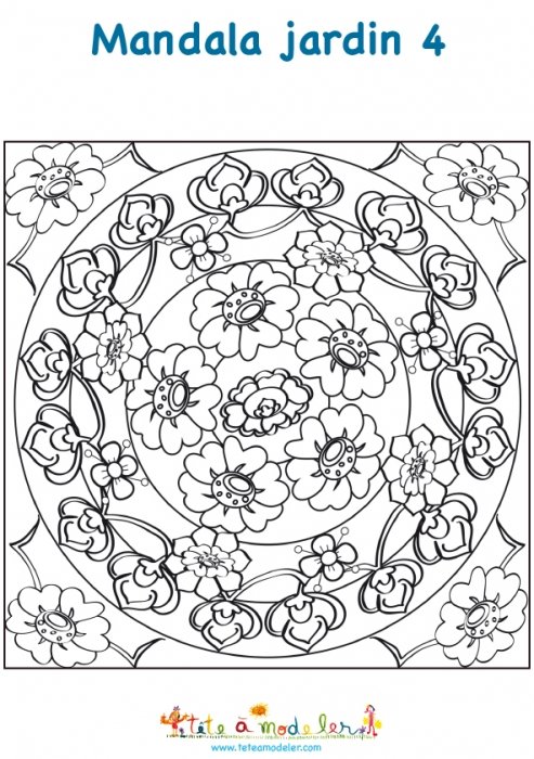 Mandala fleurs et arabesques