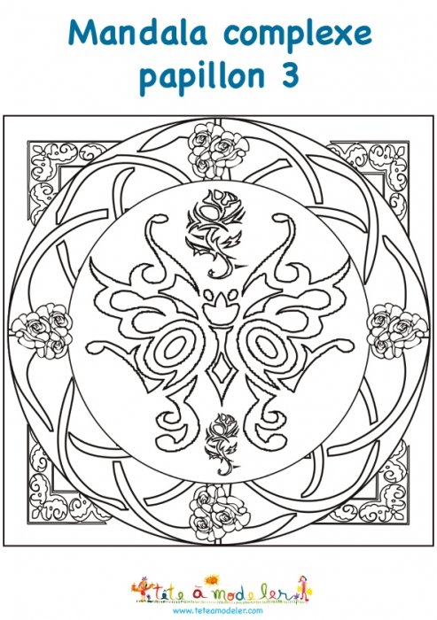 Mandala papillon art déco complexe