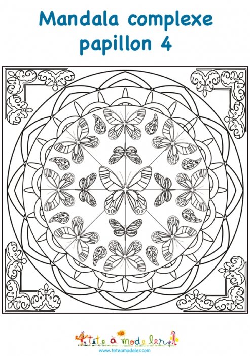 Mandala des papillons complexe