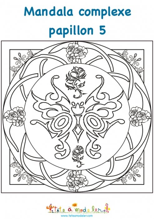 Mandala complexe des papillons 5