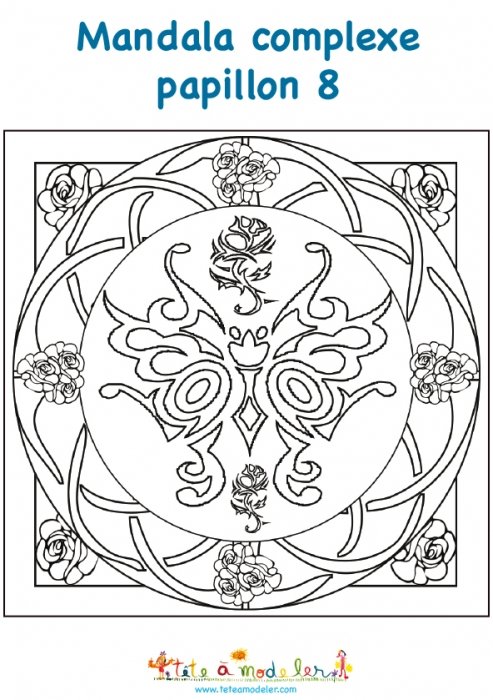 Coloriage mandala joli papillon