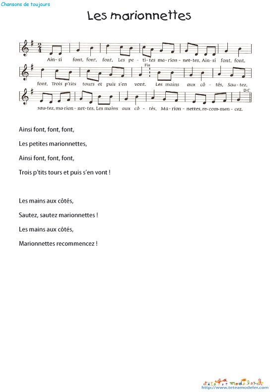 Les marionnettes  texte et partition
