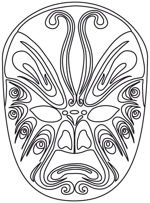 coloriage d'un masque chinois: