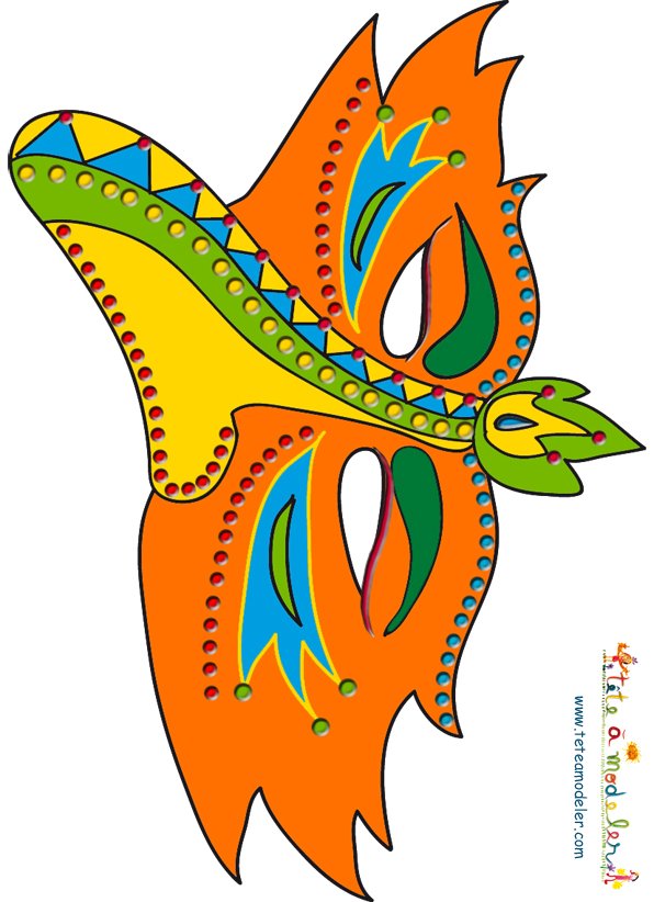 Demi-masque bec oiseau orange
