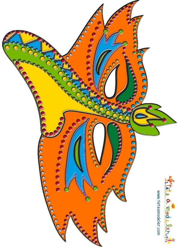 Masque bec d'oiseau orange et rouge
