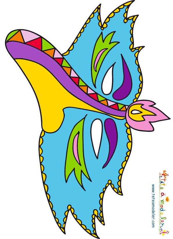 Masque bec d'oiseau orange et rouge
